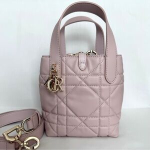 Dior Toujours Vertical Tote Leather Pink Bag with Strap